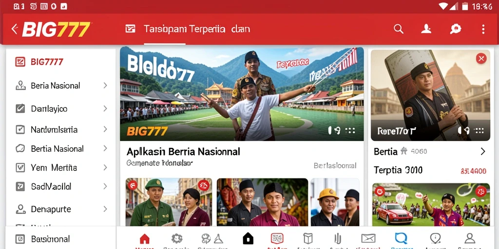 Antarmuka aplikasi BIG777 yang sederhana dan informatif.