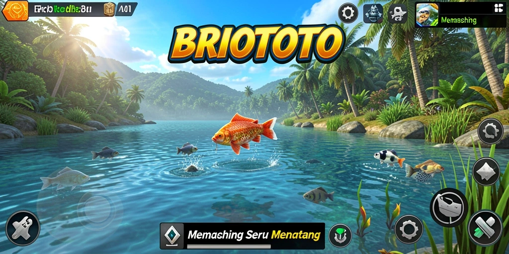 Antarmuka game Memancing BRIOTOTO yang menarik dan interaktif.