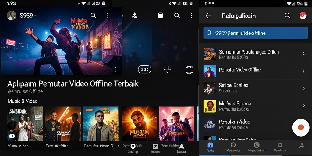 Antarmuka aplikasi S9S9 menunjukkan fitur Pemutar Video Offline yang praktis.